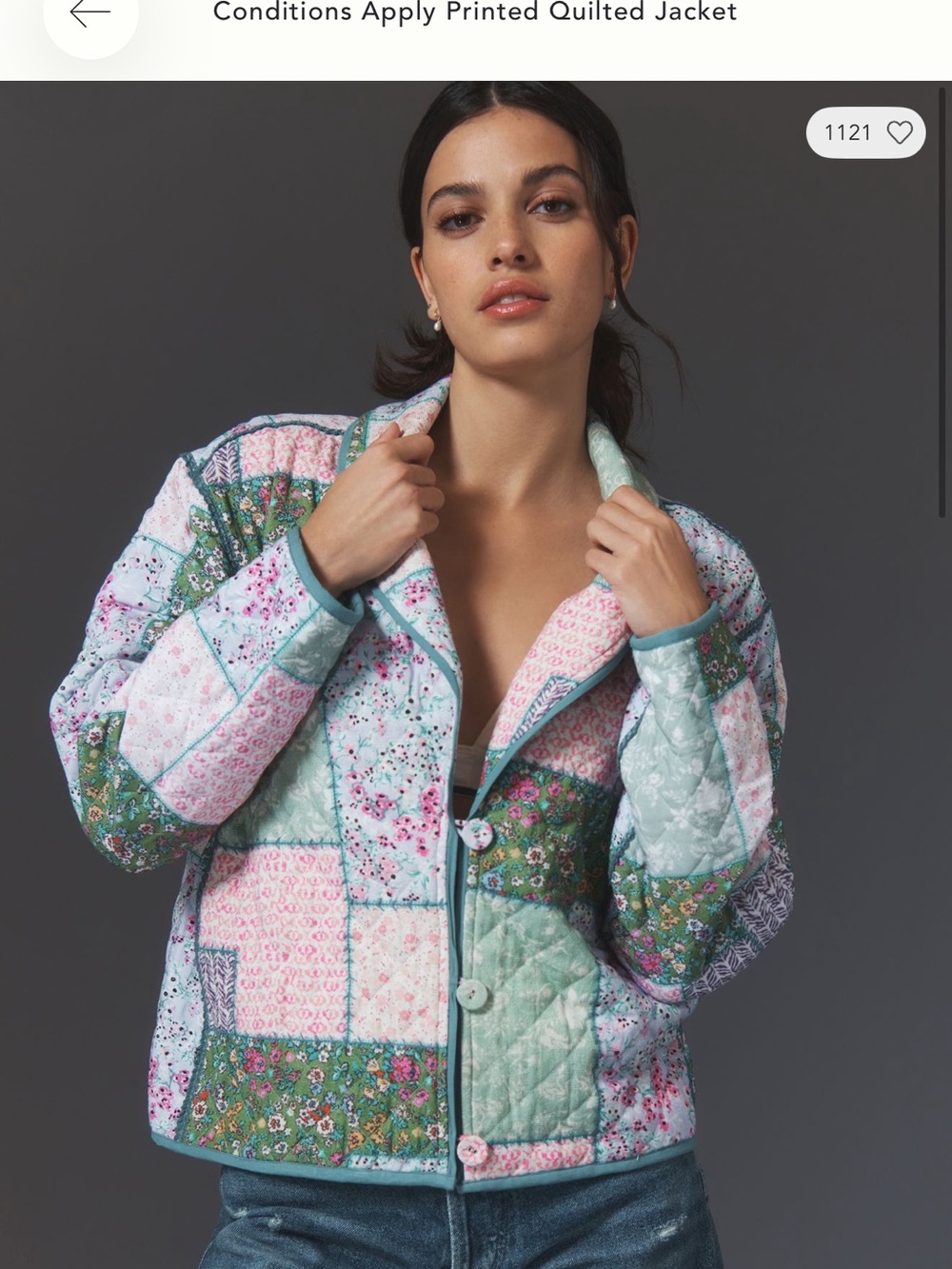 Conditions Apply Quilted Patchwork Jacket in Mint & Pink